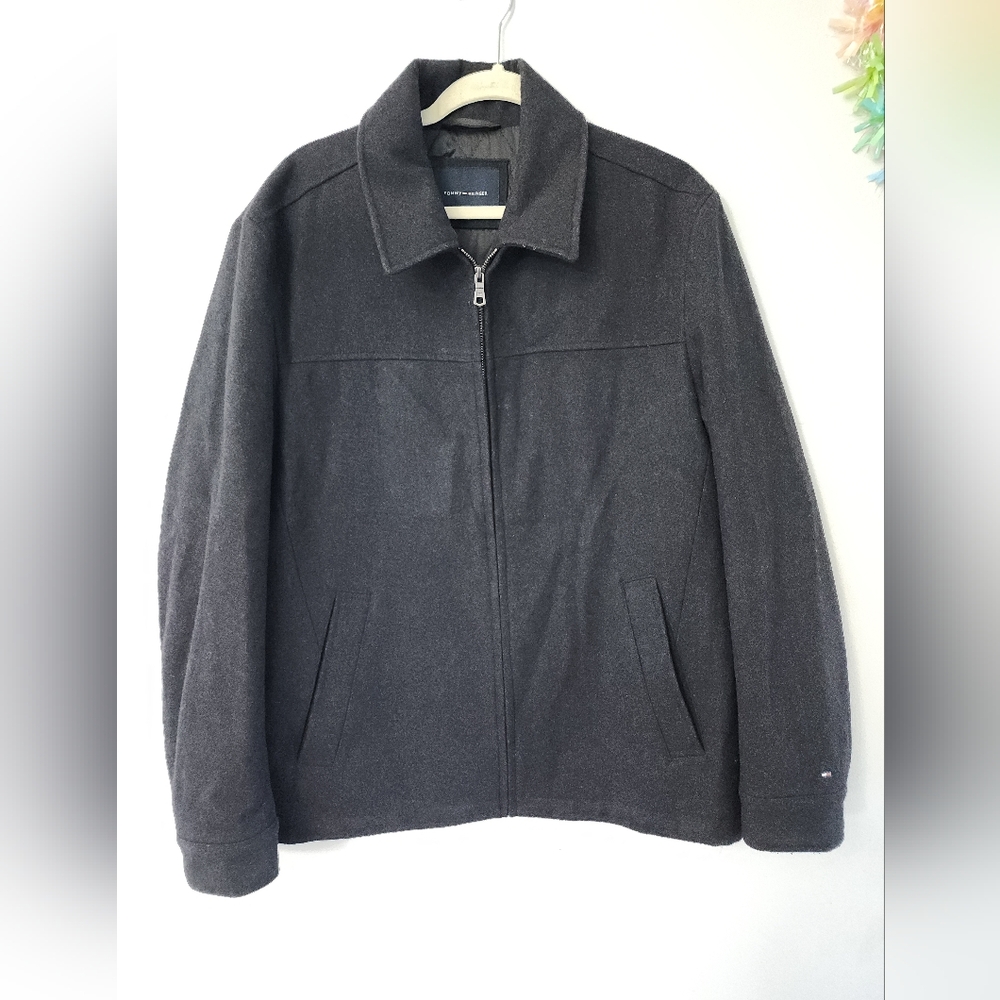 Tommy Hilfiger Men’s Black Zip-Up Wool Jacket